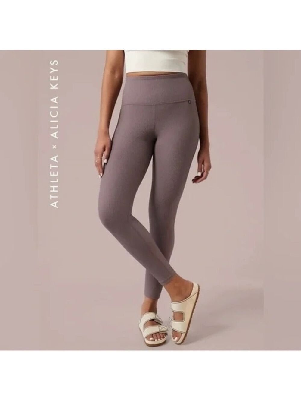 Athleta Alicia Keys Ribbed High Rise Leggings Mauve